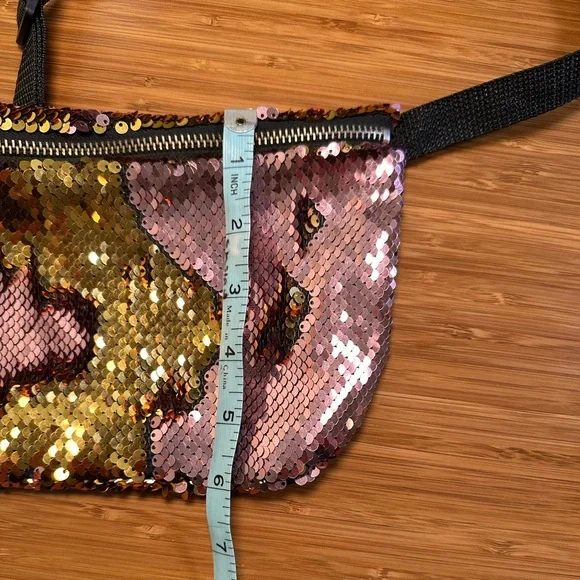 Flip Sequin Crossbody Bag in Gold and Pink - Picture 3 of 3